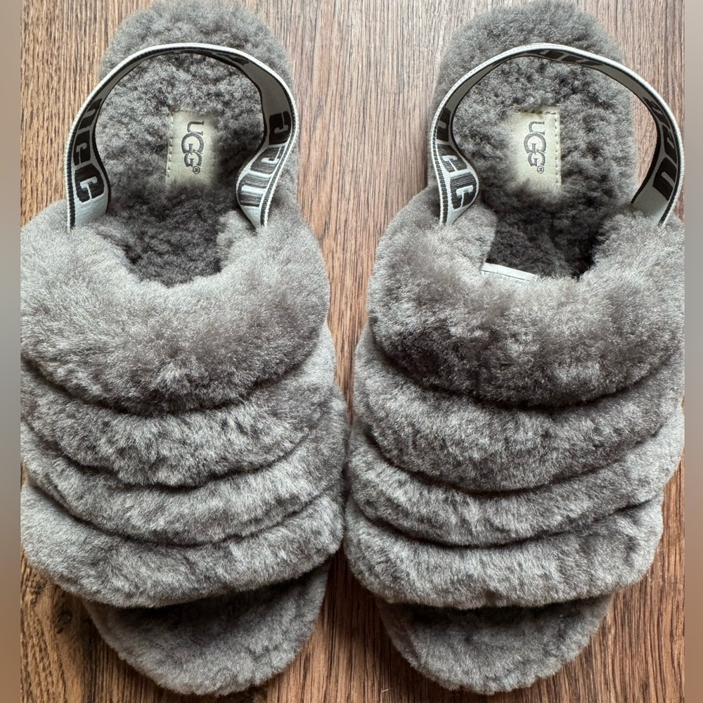 UGG Fluff Yeah Slide Charcoal Gray Size 8 - Picture 4 of 5